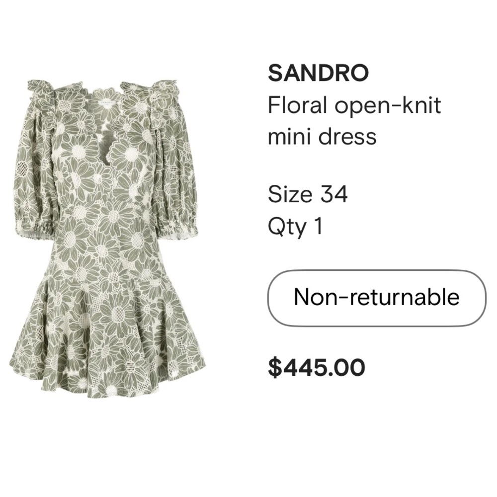 Sandro Green Ruffled Cold Shoulder Dress